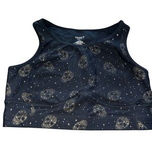 Torrid Active Skull Print Medium Impact Sports Bra Black Gold Size 2